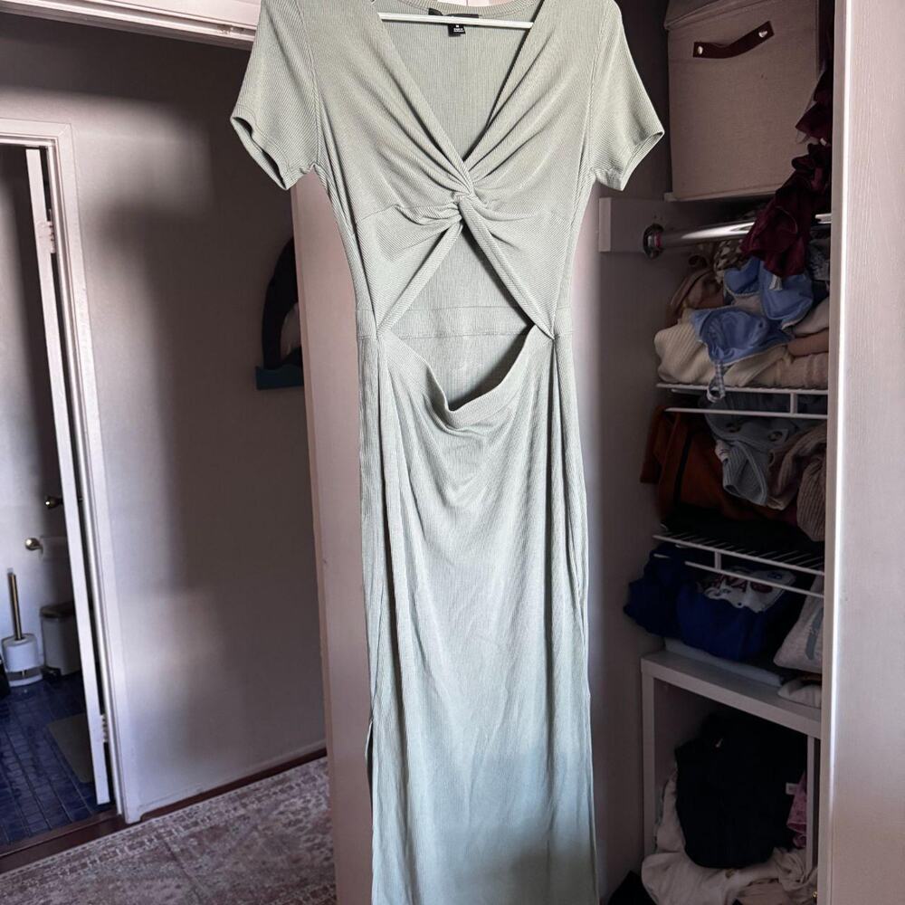 Lulus sage green ribbed maxi